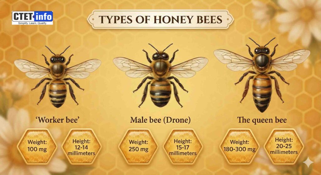 CTET EVS Notes Types of Honey Bees
