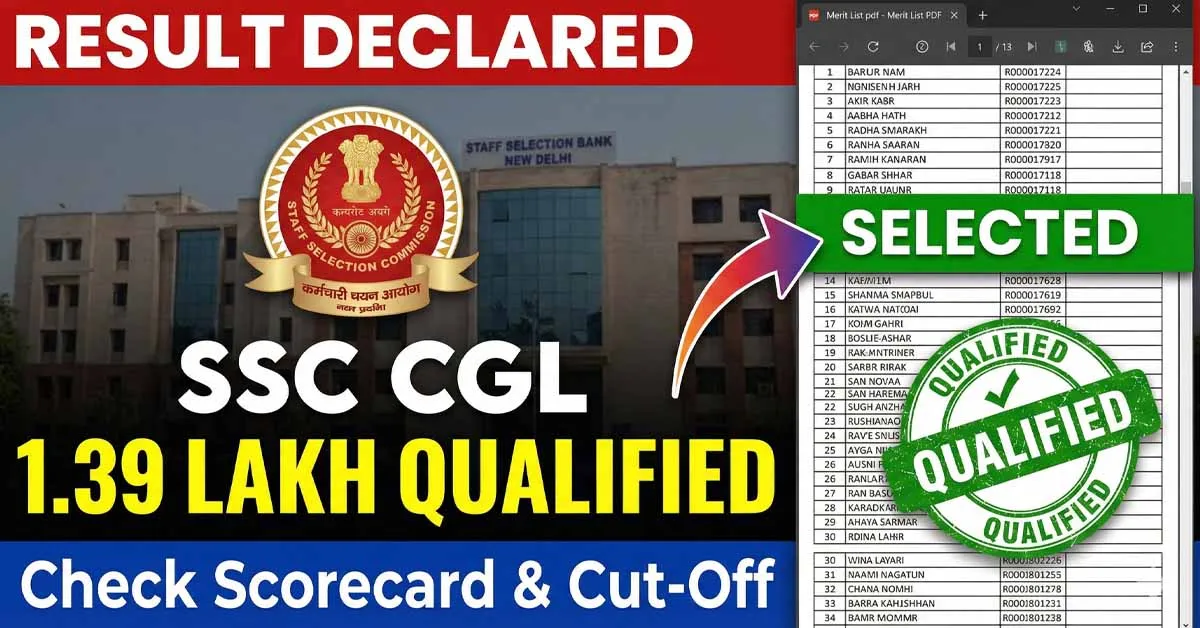 SSC CGL 2025 Tier 1 Result and Merit List PDF Download